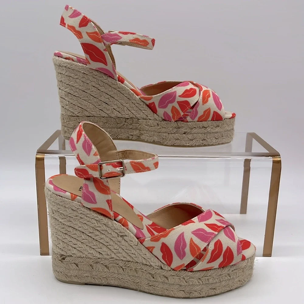 Castañer X Diane Von Furstenberg Blaudell Wedge Espadrilles Rose Multi